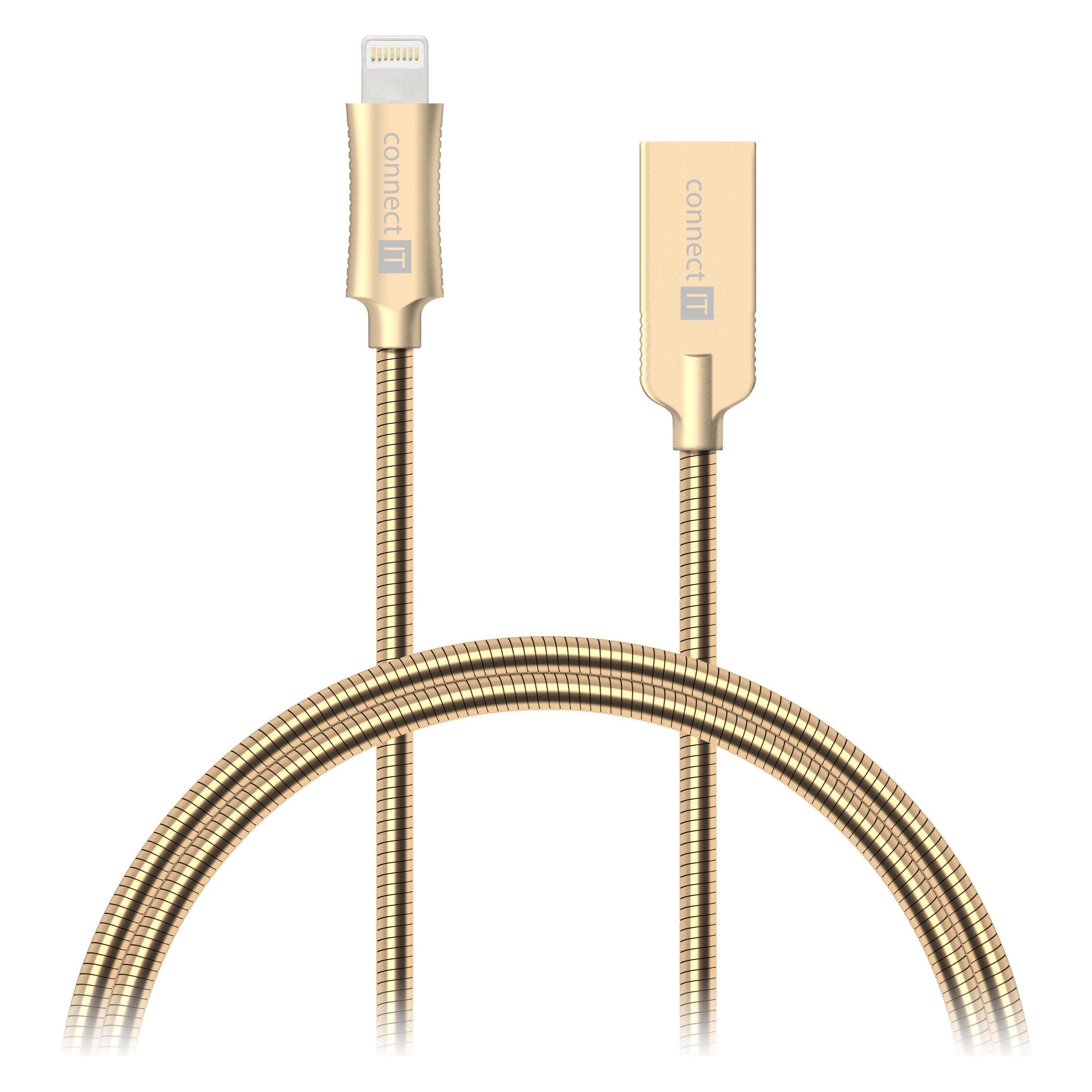 Connect IT Wirez Steel Knight Lightning - USB 1m metallic gold (1 m) (CCA-4010-GD)