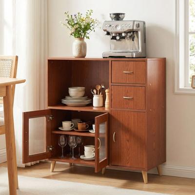 Lirago 36 Inch Sideboard Buffet Cabinet with Open Compartment