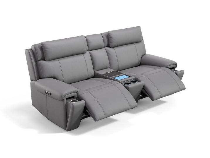 Leder Kinosofa ARDEA 2er Couchgarnitur LED Beleuchtung Sofa Couch Vibration Sitzheizung
