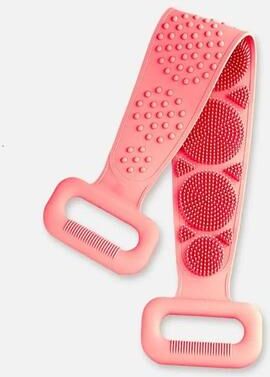Uplifted Goods Silicone Body Scrubber With Back Strap For Shower And Exfoliation pink