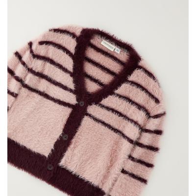 Cardigan SARABANDA "BABY GIRL KNITWEAR", Mädchen, Gr. 128, rosa (grape wine), 100% Polyamid, Strickjacken