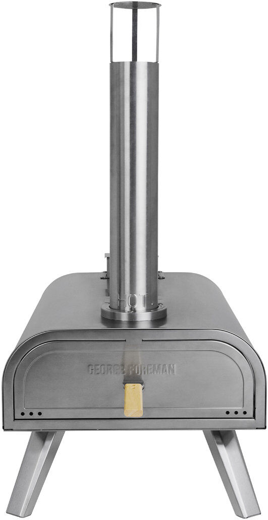 George Foreman GFWPPO2SSPC 16'' Wood Pellet Pizza Oven with Paddle & Carry Bag in Stainless Steel Silver 16cm H X 16cm W