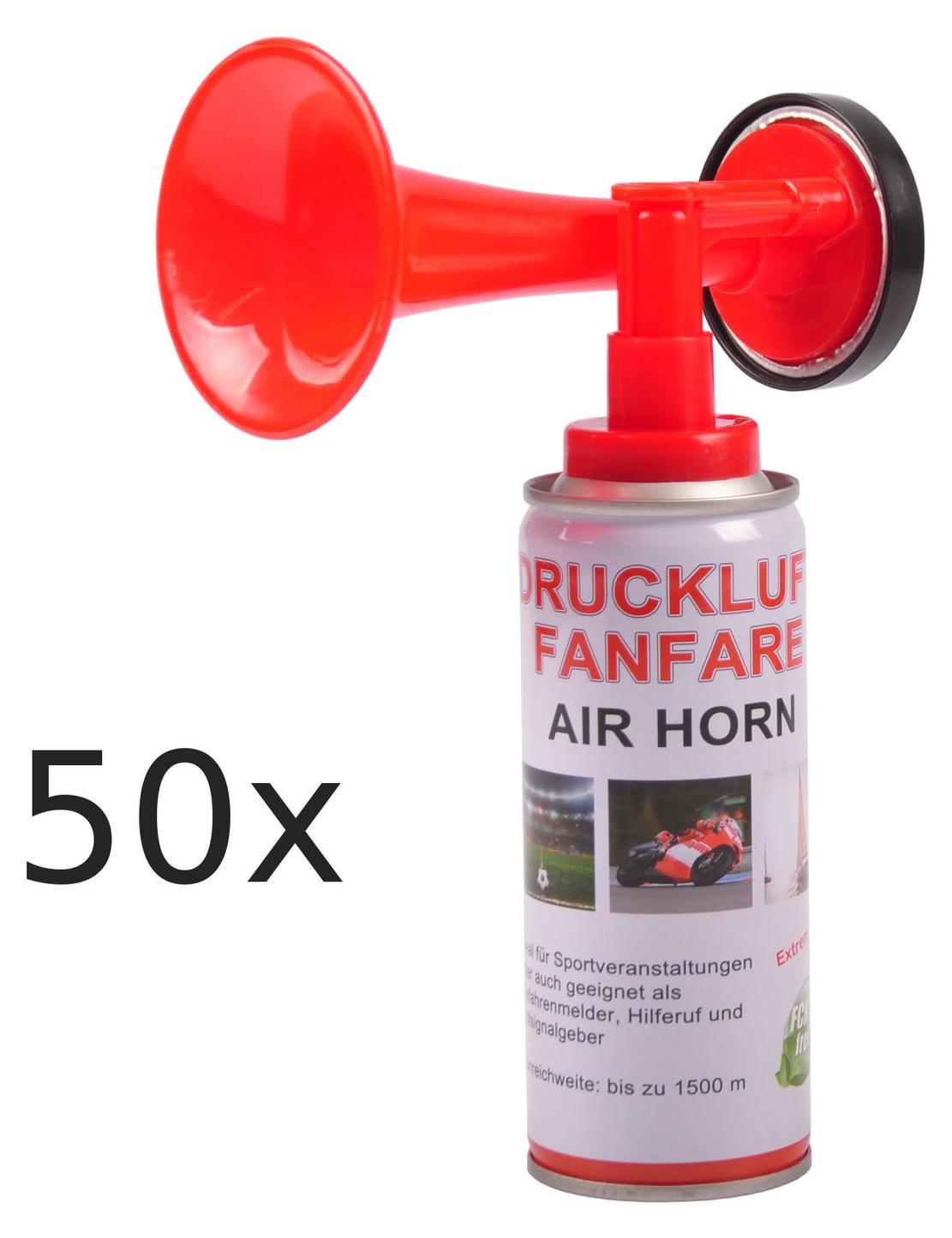 Druckluft-Fanfaren 50 Stück 250ml Stadionhupe Signalhorn Tröte Sirene Airhorn