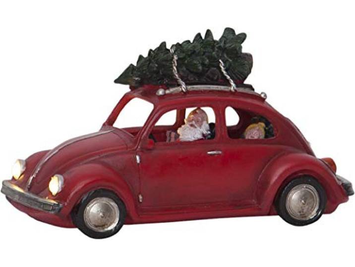 Best Season LED-Weihnachtsfigur Merryville Santa im Bus, 3 Bunte LED, ca. 25,5 x 15 cm, batteriebetrieben, Timer