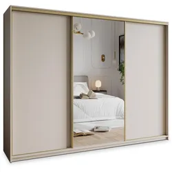 SCHWEBETÜRENSCHRANK TAVI 270/205/60 cm 3-türig mit Spiegel Kaschmir