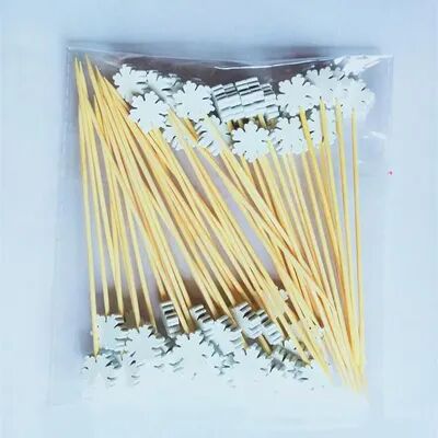 Discount Dollar Deals Christmas Fruit Sticks, Disposable Bamboo Sticks For Xmas Ornaments snowflake