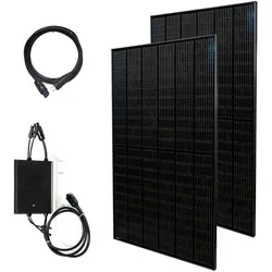 Priwatt Balkonkraftwerk priBasic Duo Paket 2x 375 Wp/600 W Solaranlage ohne Halterung inkl. 10 m Anschlusskabel, Wechselrichter Hoymiles