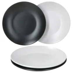 4er Set Kuchenteller Nero Bianco weiß & schwarz