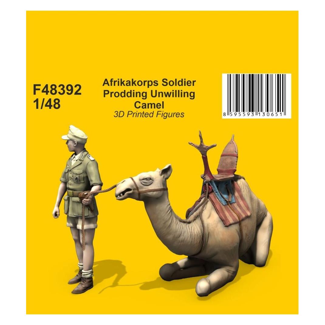 CMK Afrikakorps Soldier Prodding Unwilling Camel 1/48 (F48392)