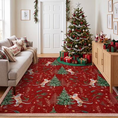 Garvee Christmas Tree Tiger Washable Indoor Area Rug