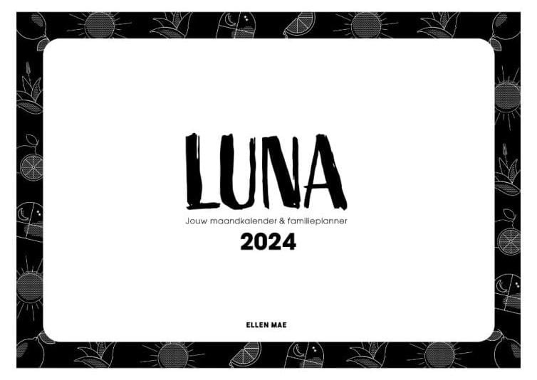 Duurzame zwart-wit maandkalender voor 2024