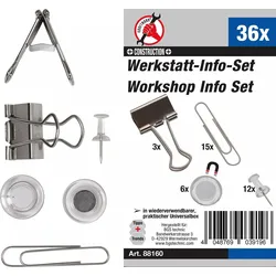 BGS DIY 88160 Satz Magnete Büroklammern Nadeln Werkstatt Info 36 teilig