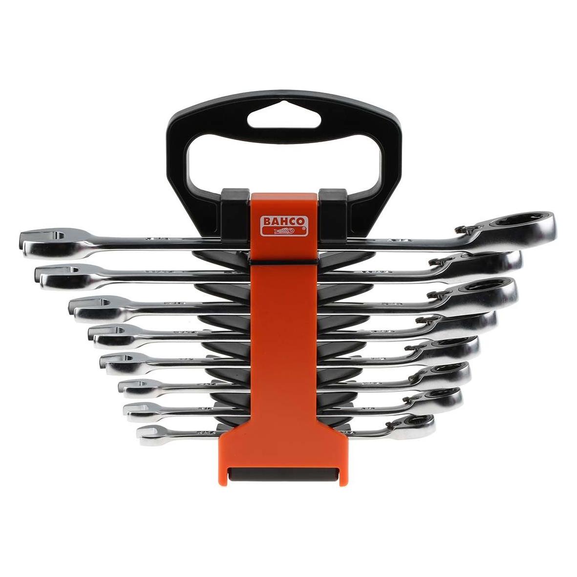 Bahco Satz Knarren-Ring-Maulschlüssel - 8-teilig (1/2", 11/16", 3/4", 3/8", 5/16", 5/8", 7/16", 9/16") (1RZ/SH8)