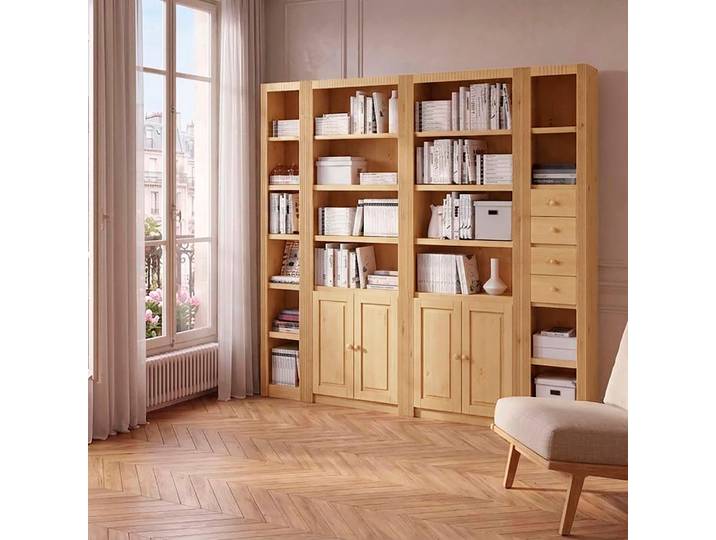 Raumteilerregal GOODPRODUCT Bergen , beige (natur gebeizt, gewachst), Regale, Raumteilerregal, (8-tlg.) Breite 255 cm