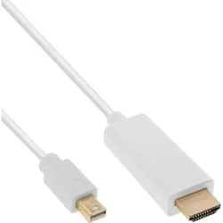 INLINE Mini DisplayPort zu HDMI Konverter Kabel, weiß, 5m, mit Audio