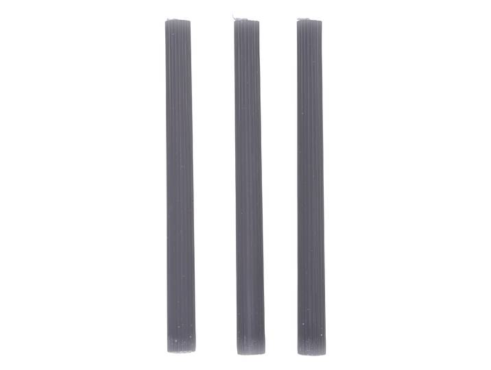 Stabkerze gerippt 25 cm 3er Set grau