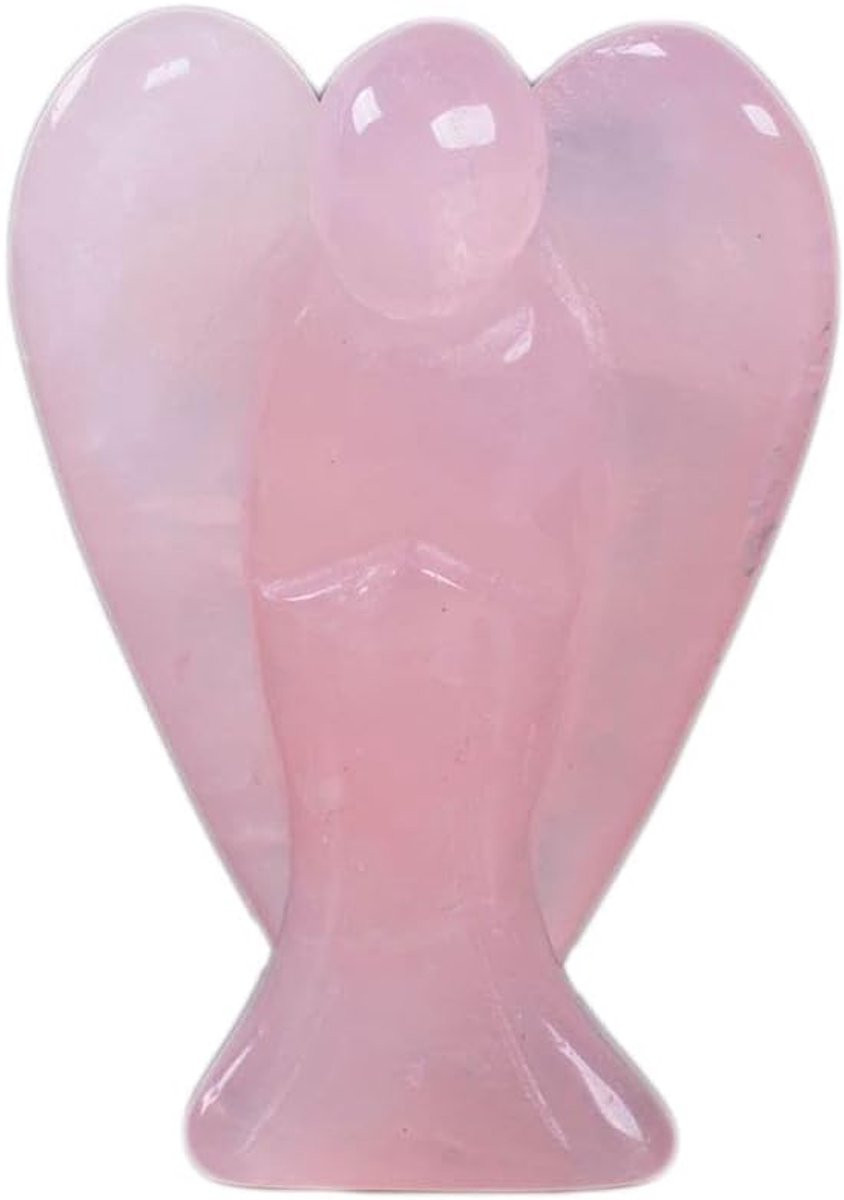 Beschermengel Beeldje Roze - Handgesneden Steen - Hoogte: 5 cm