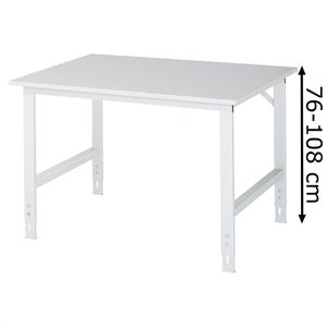 Rau Arbeitstisch Tom, höhenverstellbar, 125 x 76-108 x 100cm, Melamin, für Werkstatt