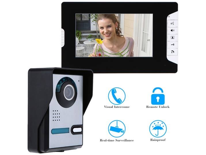 Système d'interphone vidéo, système de sonnette vidéo avec caméra 7 pouces, kit d'interphone vidéo avec caméra étanche