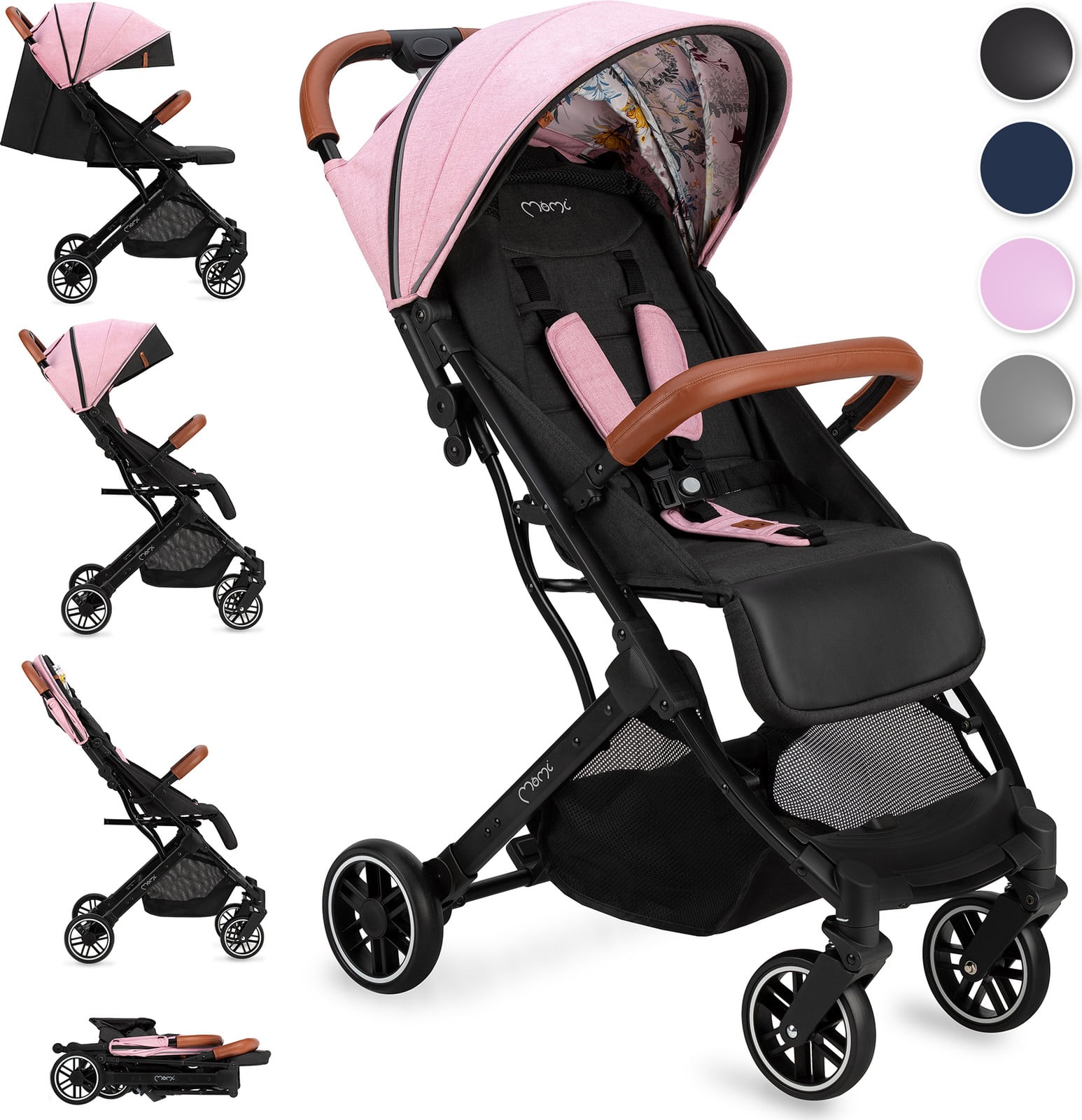 MoMi Estelle inklapbare kinderwagen roze