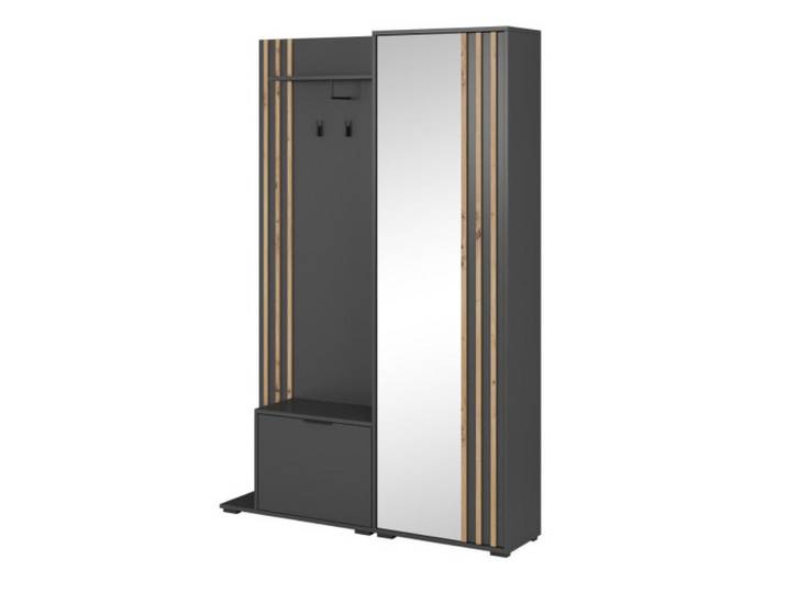 Sepro Meble Garderobe Grafit Mela Laminiert Artisan, Graphitfarben, 131x192x40 cm, Garderobe, Garderobenschränke
