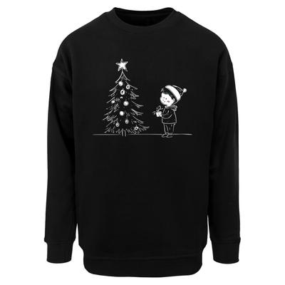 Sweater MERCHCODE "Merchcode Christmas Cute Kid Crewneck", Herren, Gr. M, schwarz, 65% Baumwolle, 35% Polyester, bedruckt, Rundhals, Sweatshirts Sweater