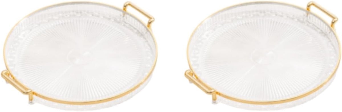 Rond Dienblad Transparant met Gouden Handgrepen