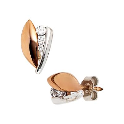 Paar Ohrstecker JOBO, rosa (roségold 375), Ohrringe, Damen, Roségold 375 Weißgold 375, Roségold 375, Weißgold 375, 375 Gold bicolor mit 6 Zirkonia