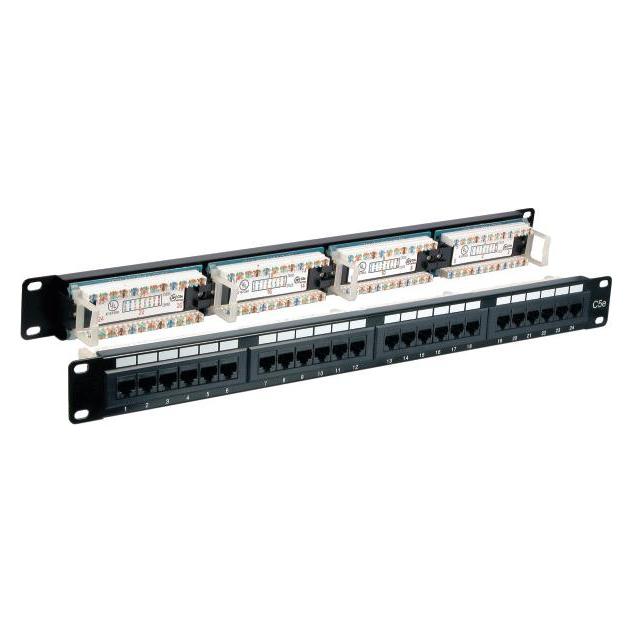EFB Elektronik Patchpanel UTP 24x, 19" 1HE, 180°, RAL9005 (37584.1)