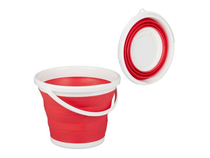 Relaxdays 10 x Faltbarer Eimer 10 l rot