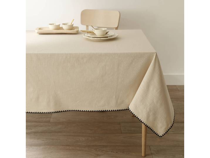 Nappe unie coton finition fantaisie - Blancheporte