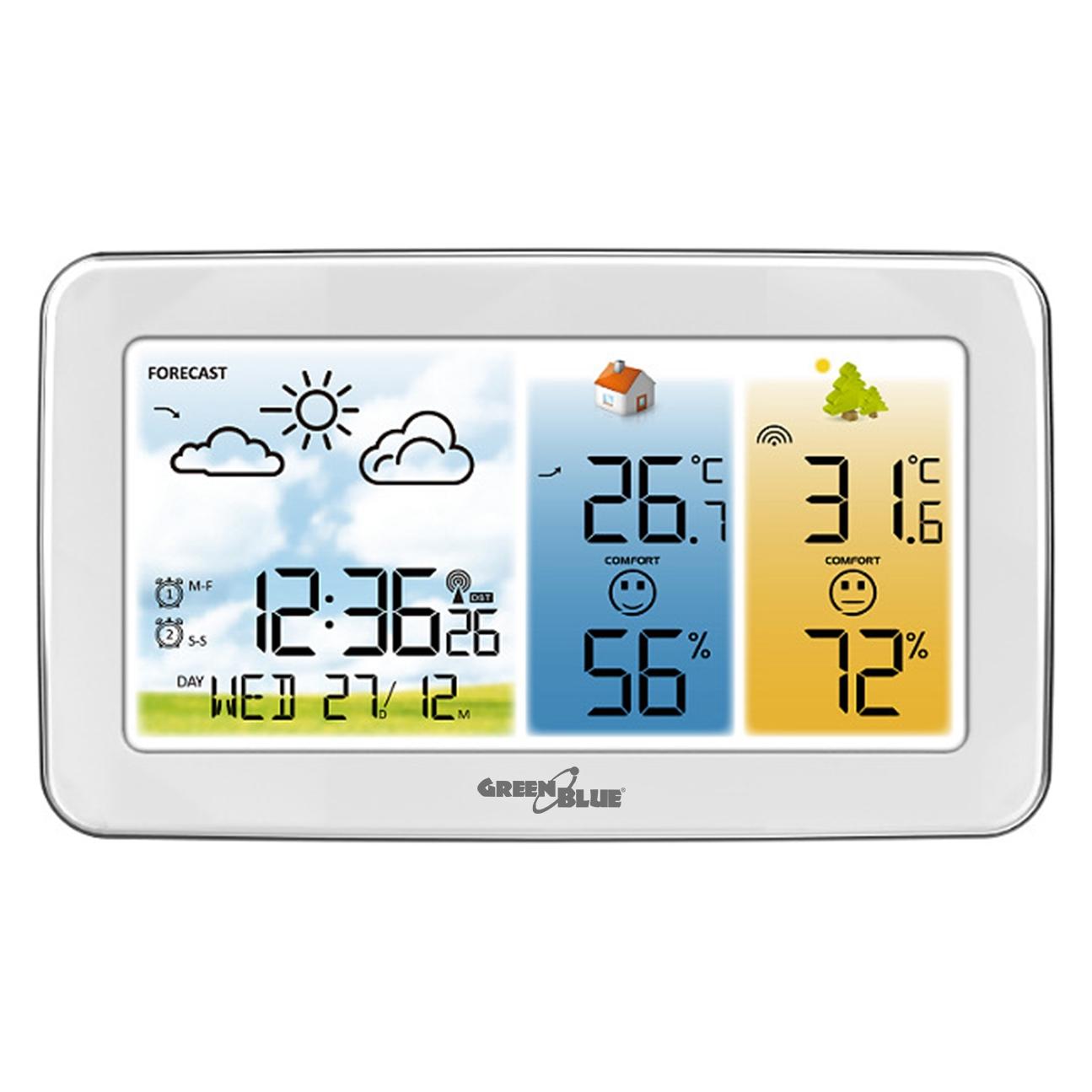 Greenblue Funk-Wetterstation, Temperatur + Luftfeuchtigkeit innen/aussen GB442 W (GB442 W)