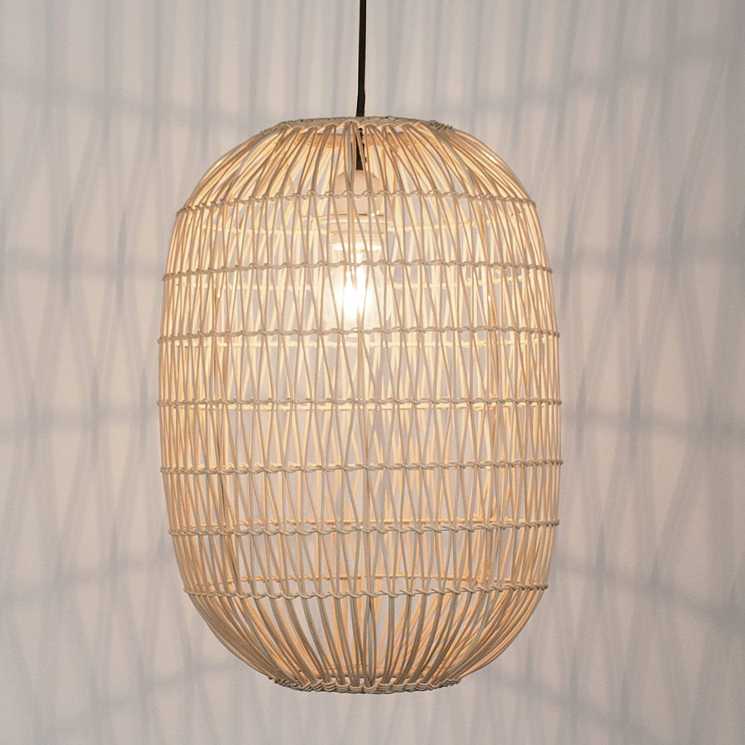 Nova Luce Melody hanglamp beige, ronde rotan en aluminium lamp met E27 fitting, Ø 30cm