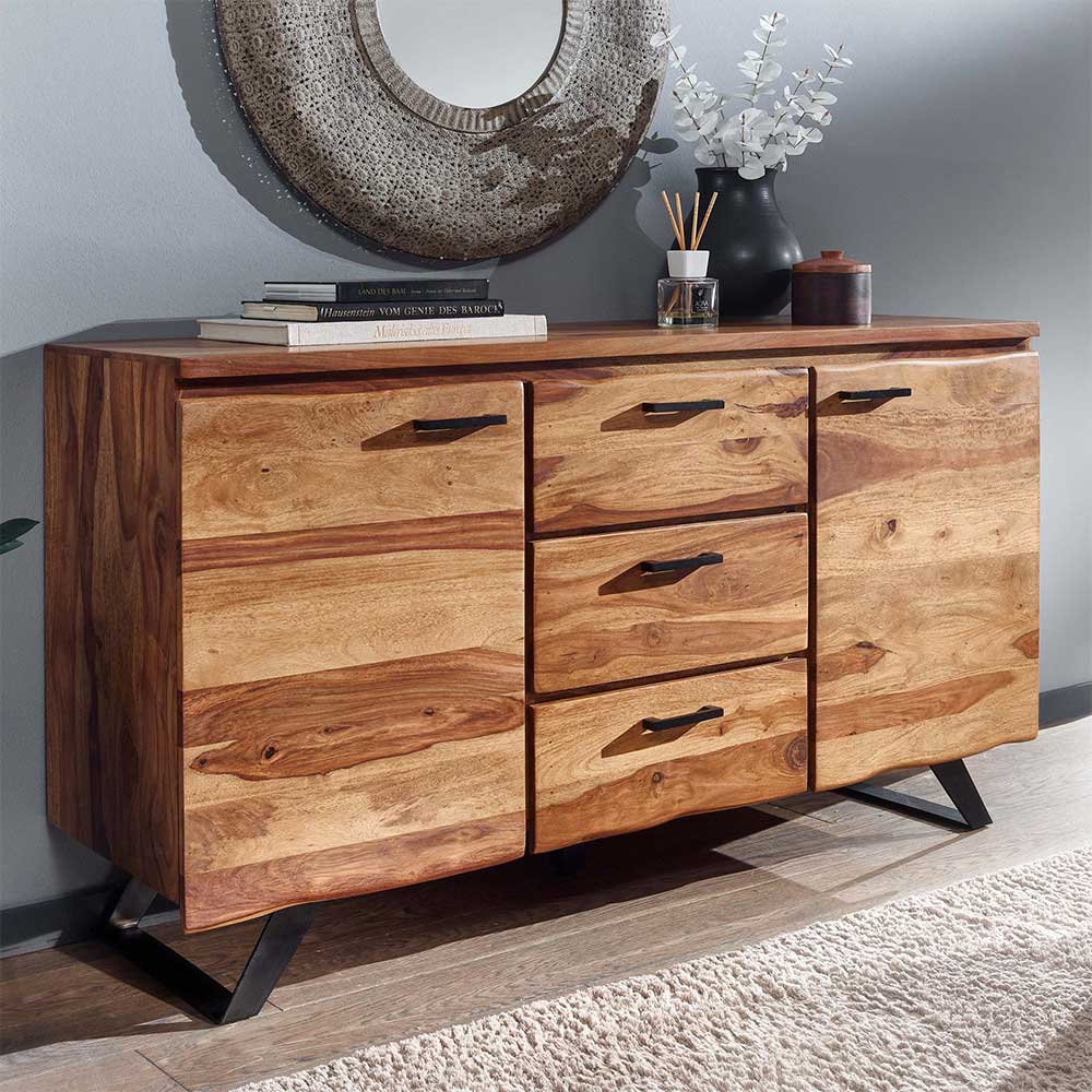 Pharao24.de Echtholz Sideboard in modernem Design Sheesham Massivholz