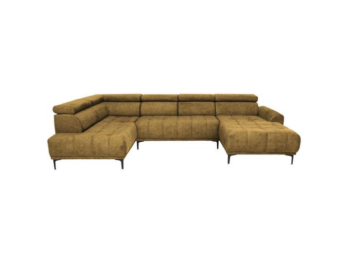 Stylife Wohnlandschaft Cancun, Gelb, Gold, Metall, 4-Sitzer, U-Form, 340x191 cm, Typenauswahl, Stoffauswahl, seitenverkehrt erhältlich, Hocker erhältlich, Wohnzimmer, Sofas & Couches, Wohnlandschaften, Wohnlandschaft U-Form