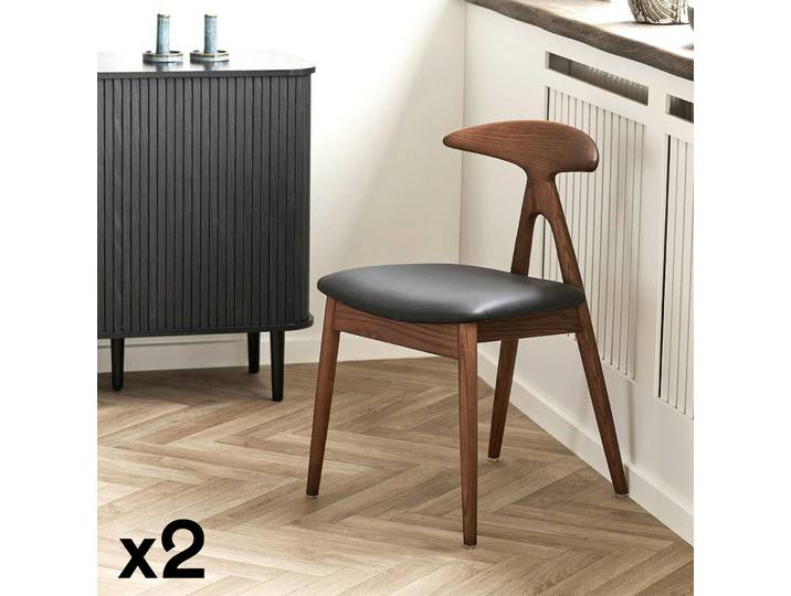 Chaise Design En Bois Foncé (lot De 2) Escarrilla