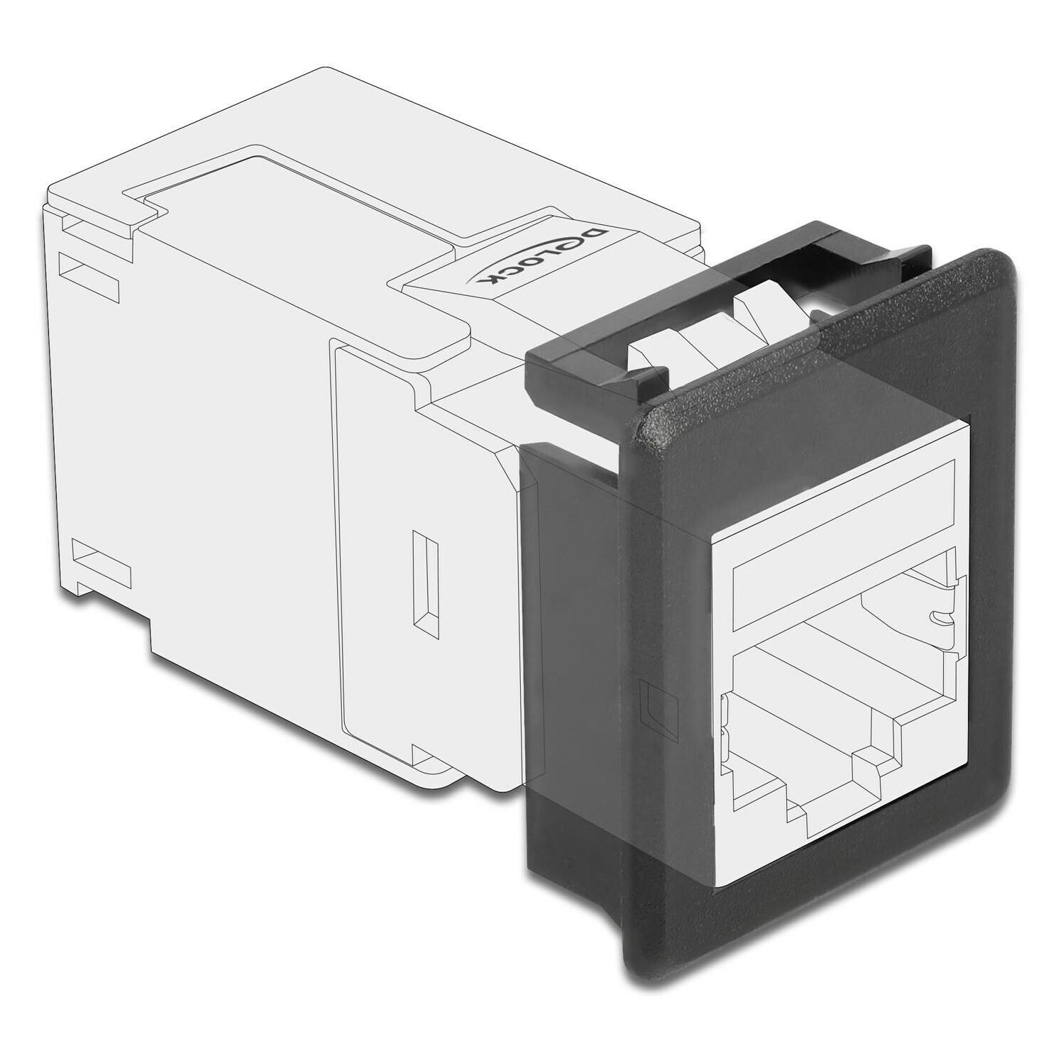 Delock Modulblende Snap-in-Halterung - Schrankmontage - Schwarz (Packung mit 4) (86761)
