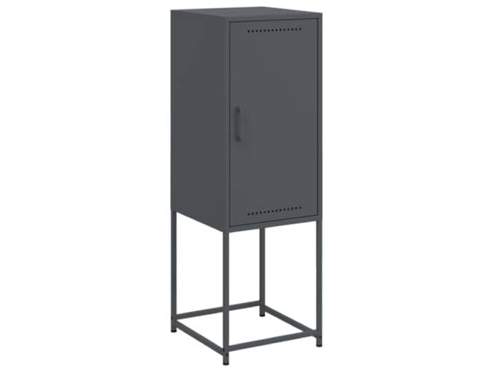 KGFHERENB Highboard Anthrazit 36x39x107 cm Stahl Schrank mit Tür 2 Fächer Kompakter Industriedesign-Beistellschrank für Wohnzimmer und Schlafzimmer mit 2 geräumigen Fächern für Ordnung.