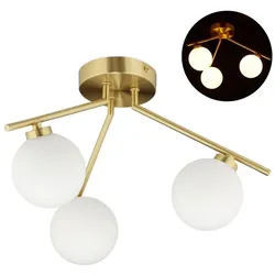 Relaxdays Deckenlampe mit 3 Kugeln GLOBI Weiß,Gold