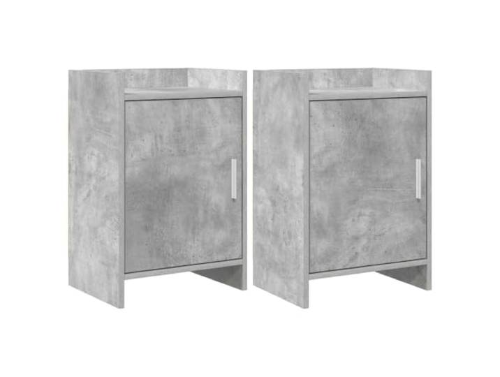 LMTYOENFG 2er Set Nachttische Betongrau 40 x 30 x 60 cm Beistelltisch Praktische Schlafzimmer-Ablage mit Tür und Fächern für geordnete Aufbewahrung, dezentes Design mit Metallgriffen.