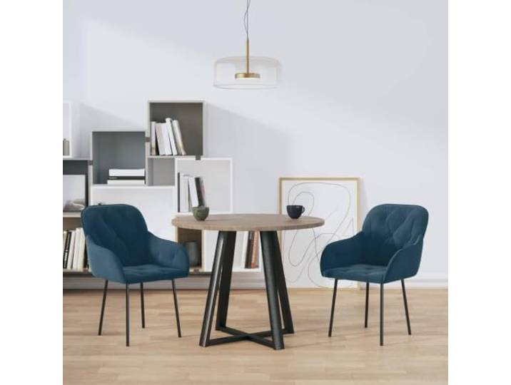 Esszimmerstühle, Blau, Velours, mit Armlehnen und Rahmen, 2 Stück Schlichtes Design, weicher Sitz, täglicher Gebrauch, Wohnzimmer, Küche