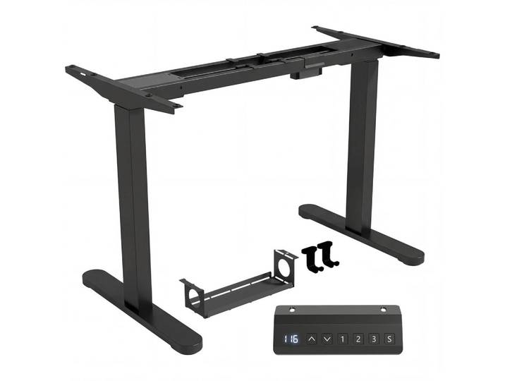 Gisaae Schreibtischgestell elektrisch höhenverstellbar mit Speicherfunktion, Schwarz, Metall, 100x70x60 cm, Büromöbel, Schreibtische, Bürotischgestell