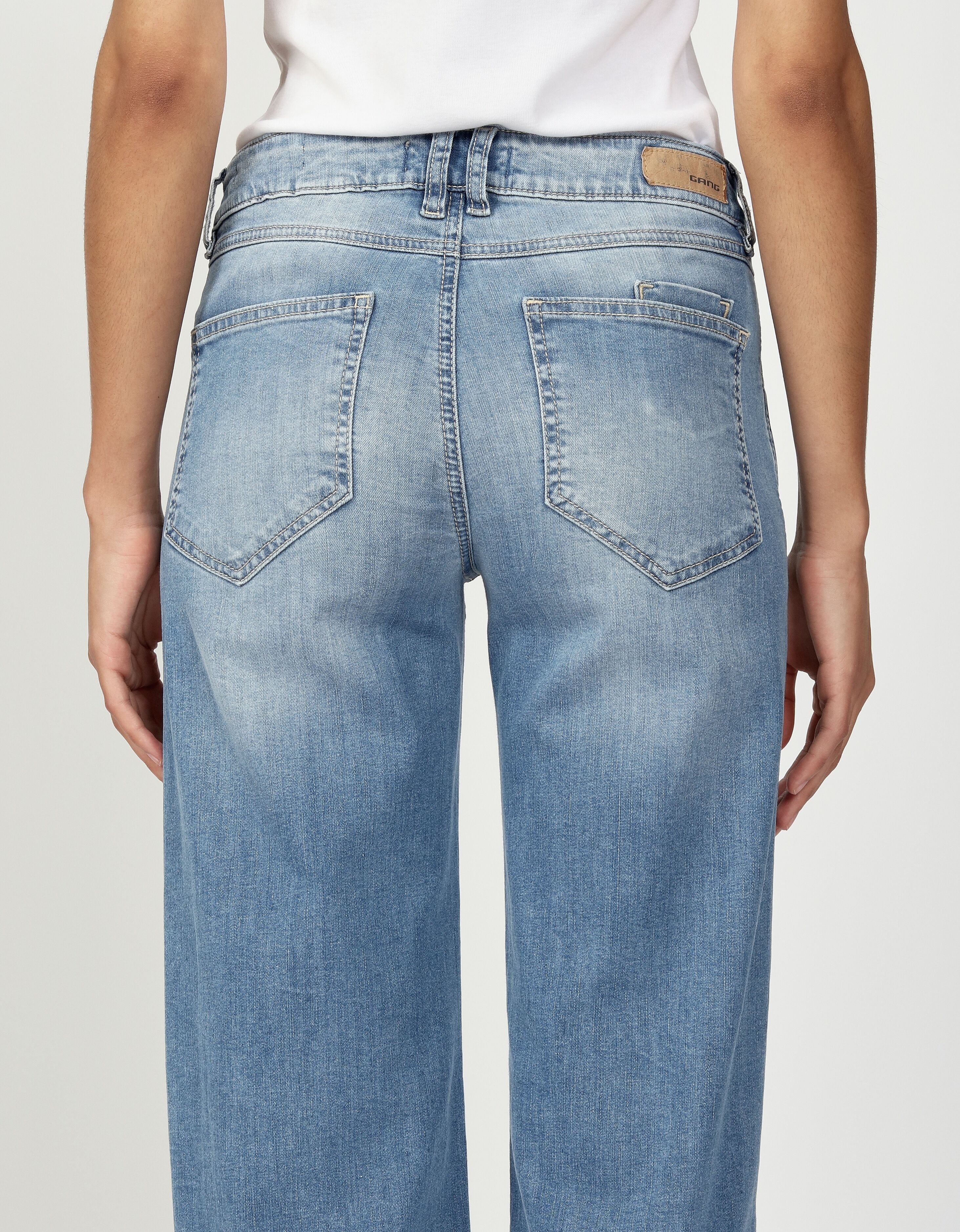 Straight-Jeans GANG "94RIVER", Damen, Gr. 34, N-Gr, blau (bright spring), Denim/Jeans, Obermaterial: 98% Baumwolle, 2% Elasthan, regular fit, Jeans Straight-Jeans, mit zusätzlicher kleiner Gesässtasche bright spring 34, N-Gr