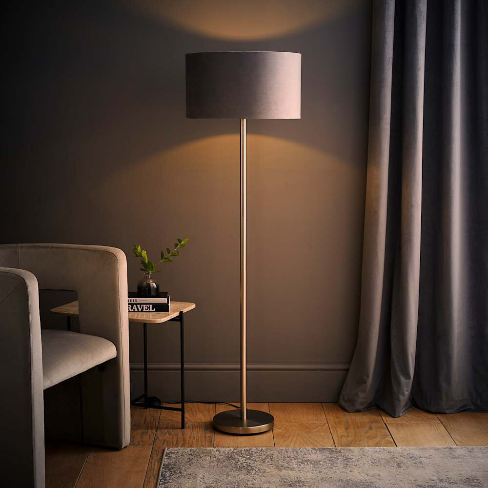 17 Stories Pearletta Traditional Floor Lamp Chrome/Grey 130cm H X 45cm D