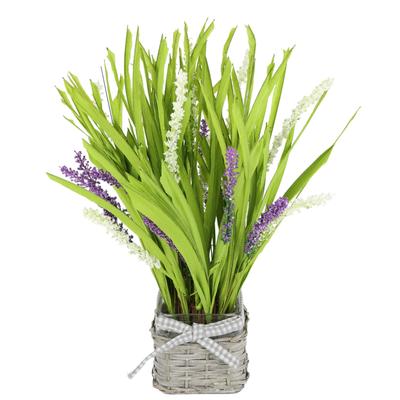 Kunstpflanze I.GE.A. "Grasbusch mit Lavendel im Topf", lila (violett, weiß), B:28cm H:40cm L:26cm, Polyester, Kunstpflanzen, Kunstpflanze, Künstlicher Grasbund Kunstgras Büschel Bündel Grasarrangement Deko