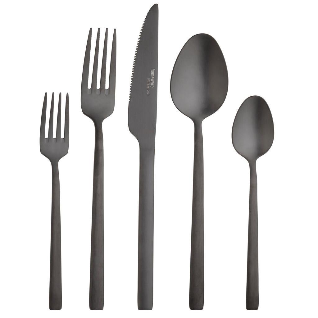 Homeware Profession. Besteck-Set , Schwarz , Metall , 30-teilig , Lfgb , rostfrei, lebensmittelecht , Besteck, Besteck-Sets