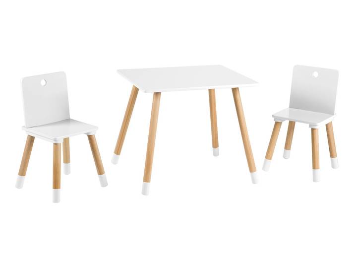 Kindersitzgruppe, Kindermöbel Set aus 2 Kinderstühlen & 1 Tisch, Holz, weiß lackiert