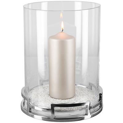 Windlicht FINK "HOMMAGE, Weihnachtsdeko", silber (silberfarben), Ø:23cm, Edelstahl, Glas, Kerzenhalter, Windlicht, aus Edelstahl