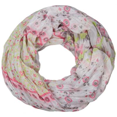 Loop STYLEBREAKER "Loop mit Blumen Paisley Muster", Damen, grau (hellgrau), Obermaterial: 100% Viskose CV., Modisch, Modetücher Loop