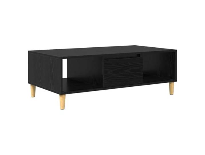 LASWWQMRF Couchtisch Schwarz Eichen-Optik 102x55x35 cm Holzwerkstoff Praktischer Wohnzimmertisch mit 3 Staufächern und Klapptüren für geordneten Stauraum auf kompaktem Raum.